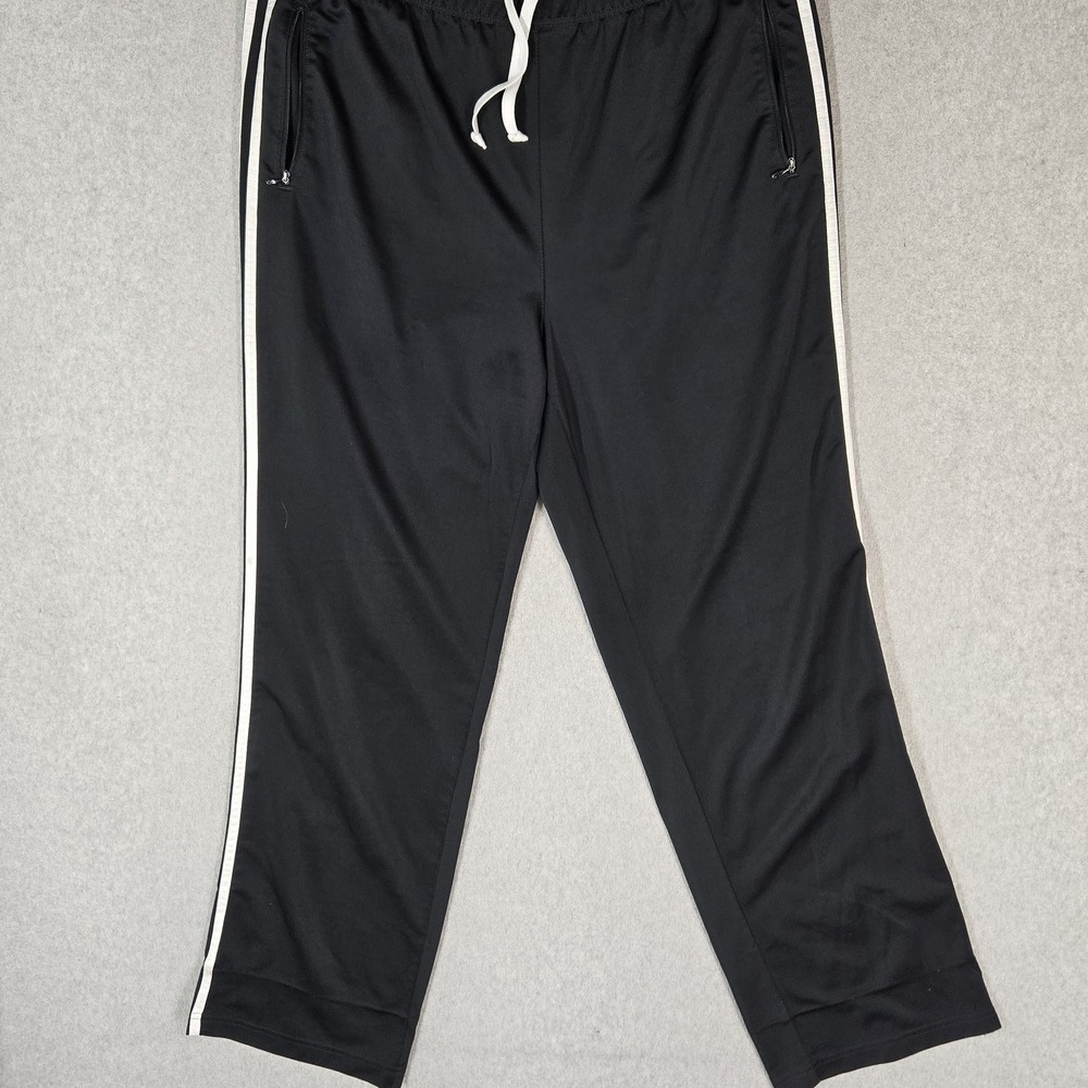 Adidas Men Activewear Pants XL Black Track Zipper 31" Inseam Logo Pockets